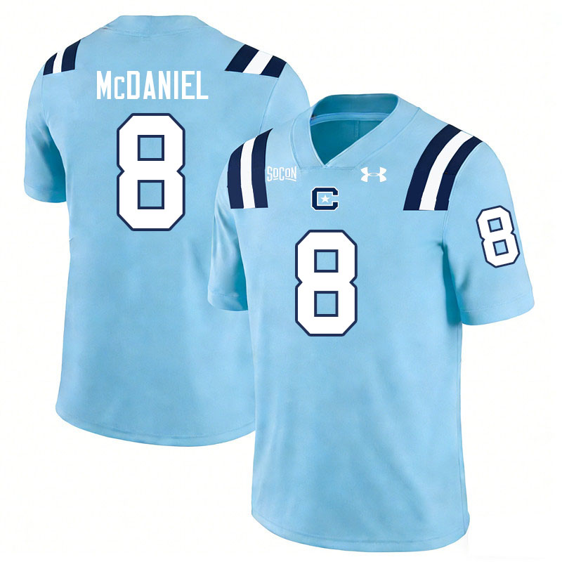 The Citadel Bulldogs #8 Tyrik McDaniel College Football Jerseys,Uniforms-Light Blue